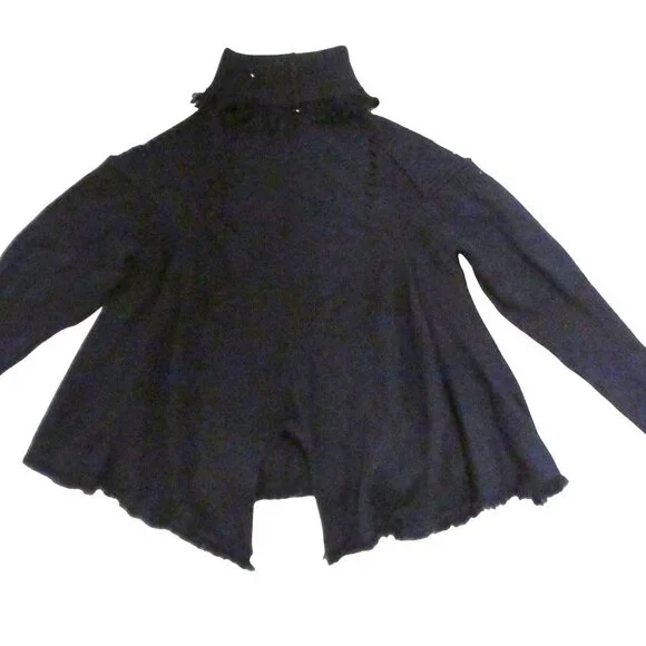 HIGH Womens S Navy Blue Wool Turtleneck Short Sweater Long Sleeve Lightweight - Picture 6 of 16